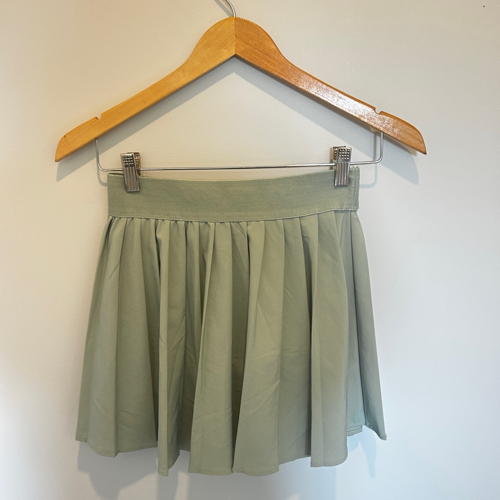 Garage Sage Green Pleated Mini Skirt